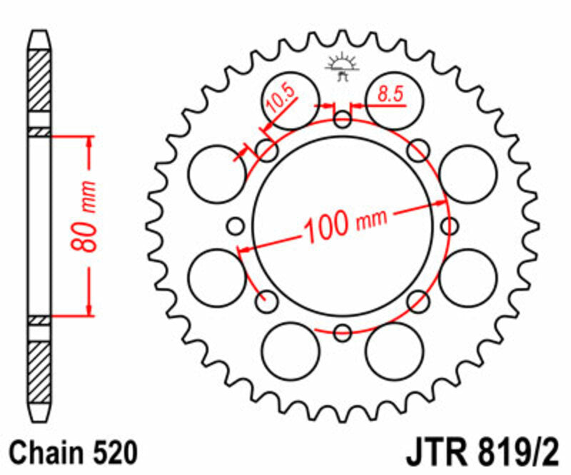 Corona JT 819/2 de acero con 41 dientes JT SPROCKETS JTR819/2.41