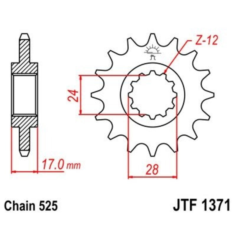Piñón con goma anti-ruido JT SPROCKETS acero 1371 - Paso 525 JT SPROCKETS JTF1371.15RB