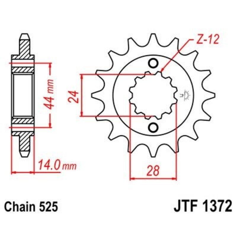 Piñón con goma anti-ruido JT SPROCKETS acero 1372 - Paso 525 JT SPROCKETS JTF1372.17RB