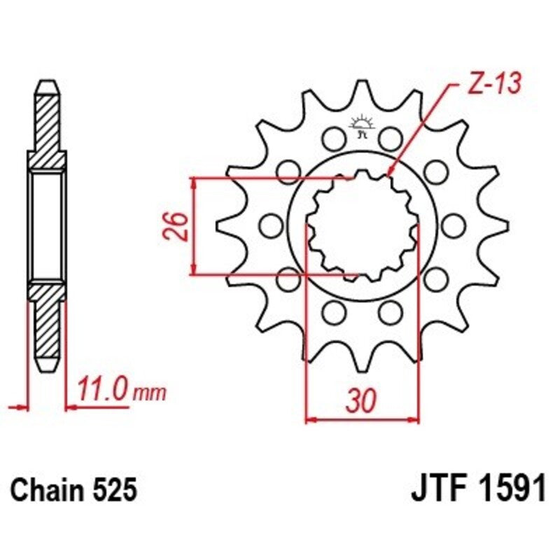 Piñón con goma anti-ruido JT SPROCKETS acero 1591 - Paso 525 JT SPROCKETS JTF1591.16RB