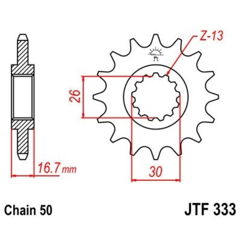 Piñón con goma anti-ruido JT SPROCKETS acero 333 - Paso 530 JT SPROCKETS JTF333.16RB
