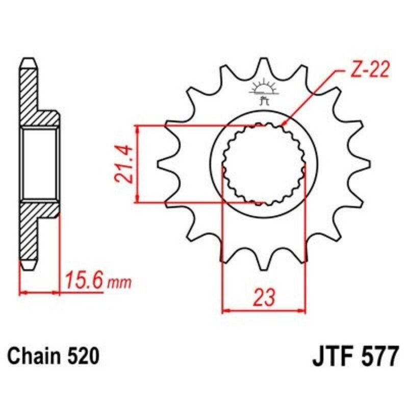 Piñón con goma anti-ruido JT SPROCKETS acero 577 - Paso 520 JT SPROCKETS JTF577.15RB