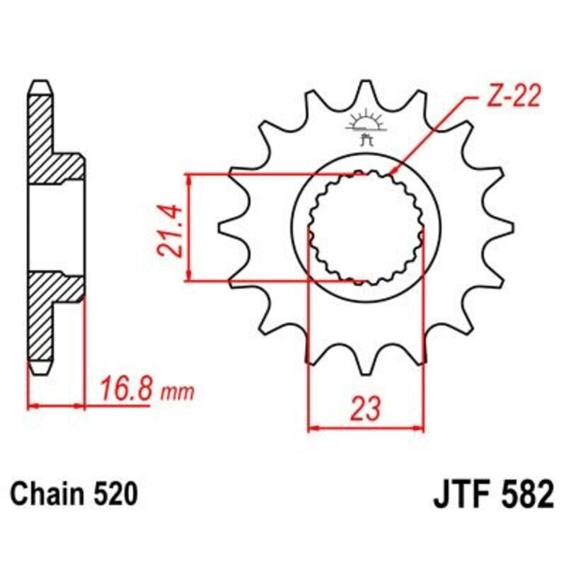 Piñón con goma anti-ruido JT SPROCKETS acero 582 - Paso 520 JT SPROCKETS JTF582.16RB