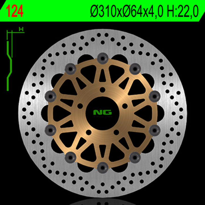 Disco de freno NG 124 Ø310 x Ø64 x 4 NG BRAKE DISC 124