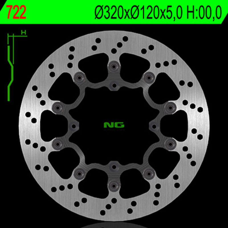 Disco de freno NG 722 Ø320 x Ø120 x 5 NG BRAKE DISC 722