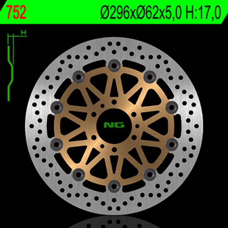 Disco de freno NG 752 Ø296 x Ø62 x 5 NG BRAKE DISC 752
