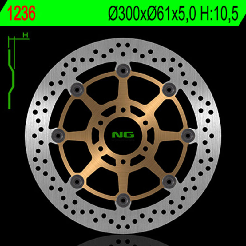 Disco de freno NG 1236 Ø300 x Ø61 x 5 NG BRAKE DISC 1236