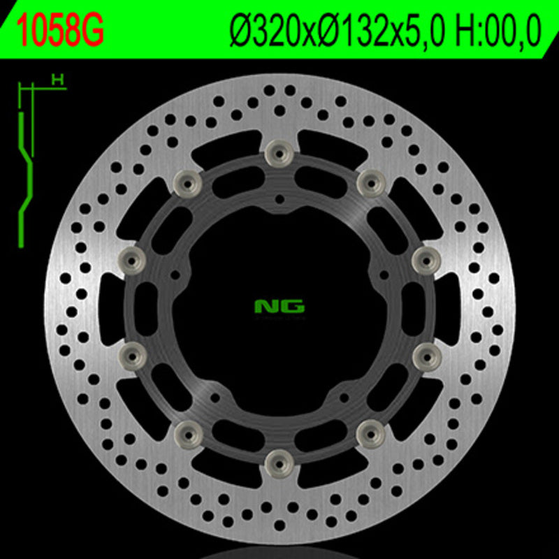 Disco de freno flotante nucleo aluminio NG 1058G Ø320 x Ø132 x 5 NG BRAKE DISC 1058G