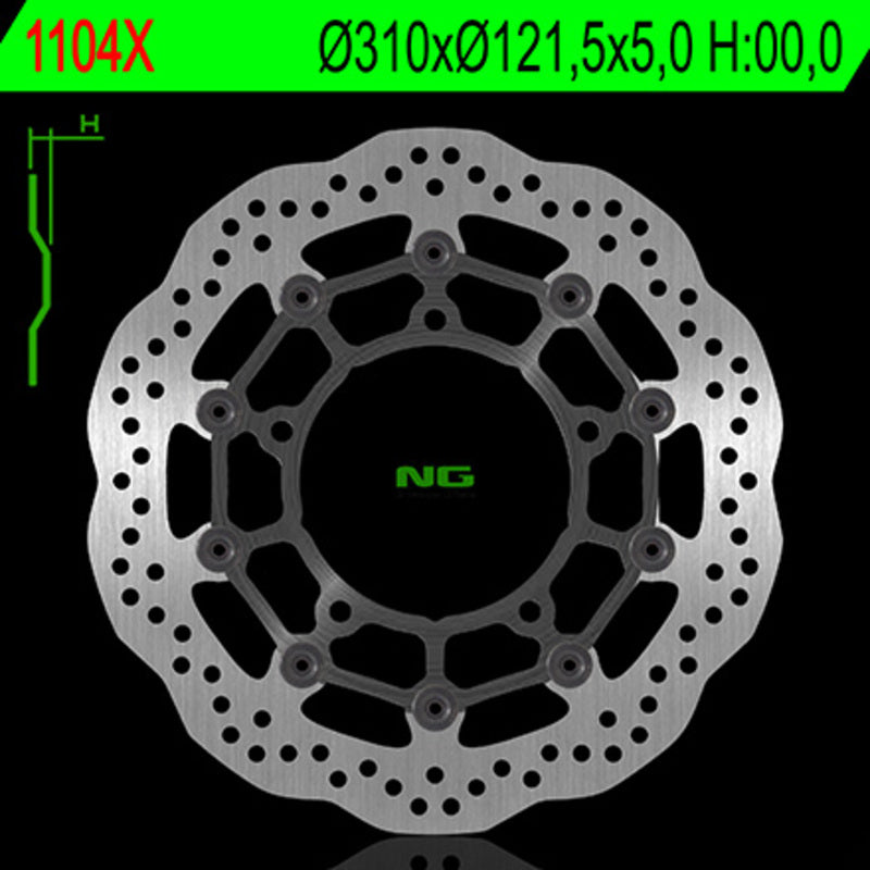 Disco de freno NG BRAKES ondulado 1104X Ø310 x Ø121.5 x 5 NG BRAKE DISC 1104X