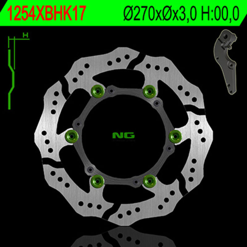 Disco de freno flotante Oversize NG BRAKES 1254XBH Ø270 x Ø127 x 3 NG BRAKE DISC 1254XBH