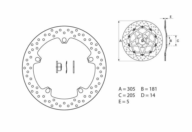 Disco de freno Brembo 168B407D6 (incluye casquillos) BREMBO 168B407D6