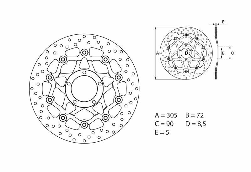 Disco de freno flotante Brembo 78B40845 BREMBO 78B40845