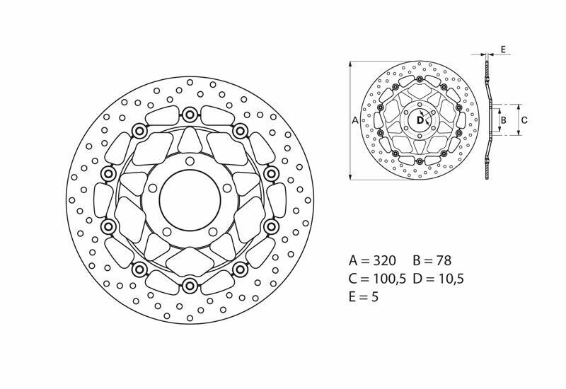 Disco de freno flotante Brembo 78B40881 BREMBO 78B40881