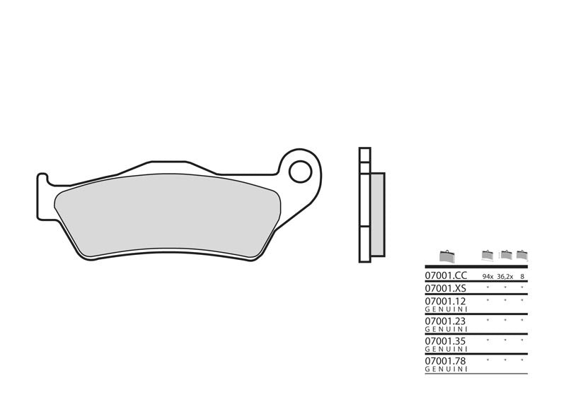 Pastillas de freno sinterizadas Brembo 07001XS BREMBO 07001XS