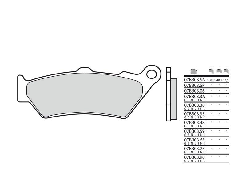 Pastillas de freno sinterizadas Brembo 07BB03LA BREMBO 07BB03LA