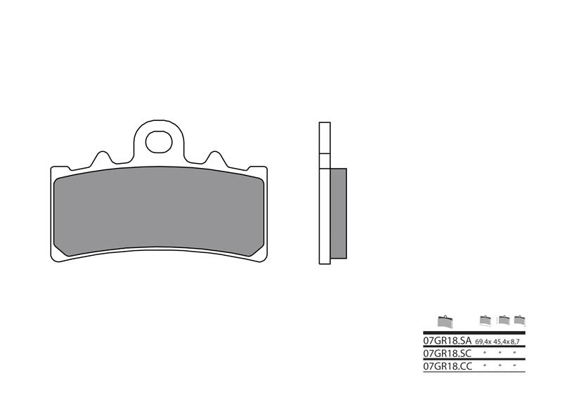 Pastillas de freno sinterizadas Brembo 07GR18SA BREMBO 07GR18SA