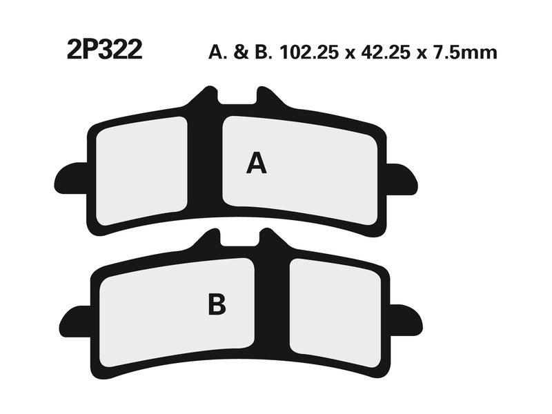 Juego pastillas de freno NISSIN 2P322ST Del. Daytona R / Panigale NISSIN 2P-322ST