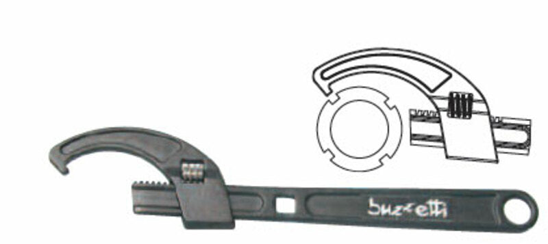 Llave regulable para fijación de anillos Ø25-70. Acero Chrome vanadium. BUZZETTI 5415