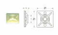 Base adhesiva para bridas de nylon BIHR blanco 21 x 21mm BIHR HW-3A