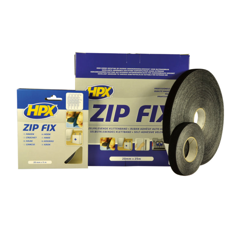 Cinta autoadhesiva de gancho Zip Fix HPX negro HPX Z2005H