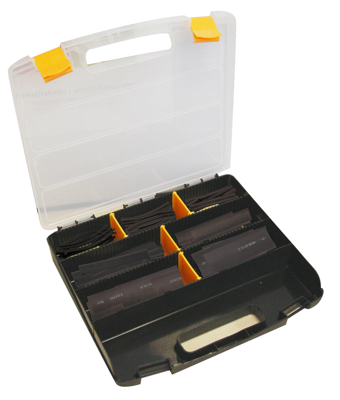 Maleta de 119 manguitos de tubo termorretráctil  Ø3,2mm 10cm negro BIHR A0016429