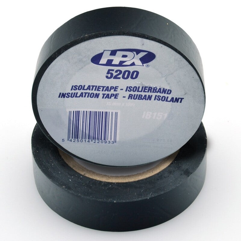 Rollo de cinta aislante para cables y terminales. 15mmx10m. Color negro HPX5200 HPX IB1510