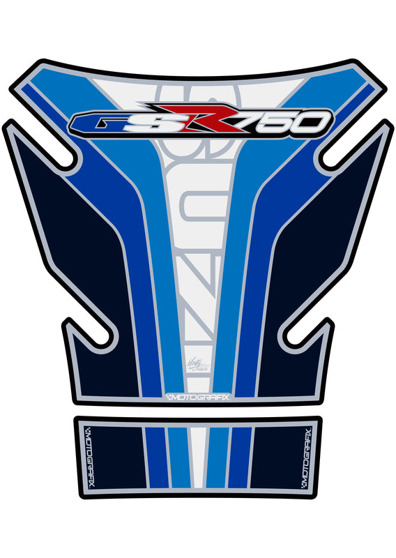 Protector de depÃ³sito Motografix SUZUKI GSR750 2 piezas blanco/azul MOTOGRAFIX TS027BW