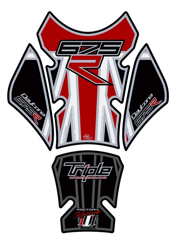 Protector de depósito Motografix Triumph 675 negro/rojo MOTOGRAFIX TT022RJ