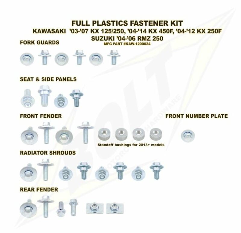 Kit tornillería de plástica Bolt KAWA 13 KX250F / 12-13 KX450F BOLT KAW-1200024