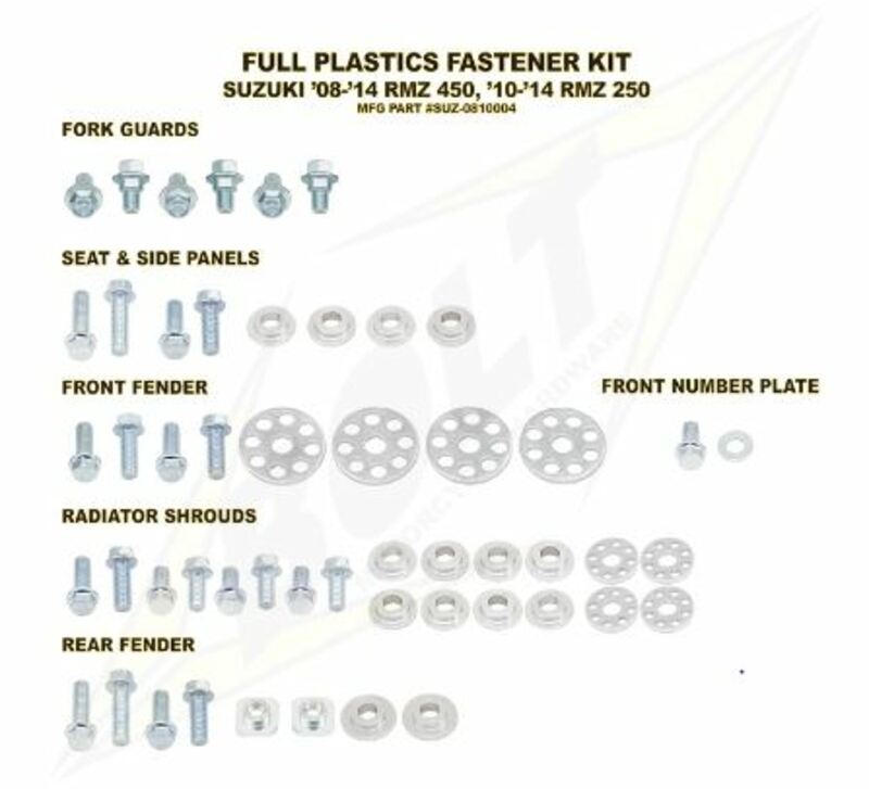 Kit tornillería de plástica Bolt 08-13 RMZ450 10-13 RMZ250 BOLT SUZ-0810004