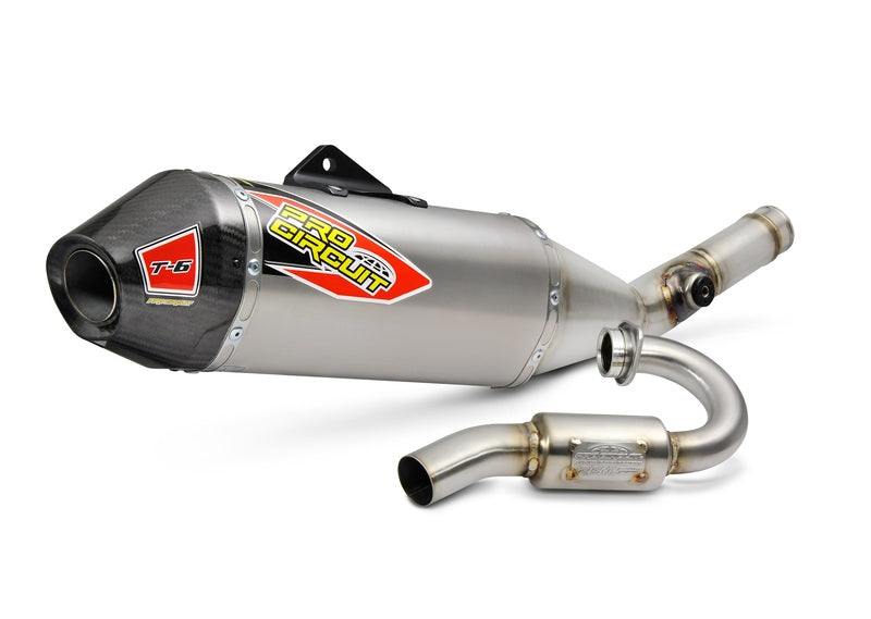 Linea completa escape Pro Circuit T-6 acero inox, KX-250: Silencioso de aluminio, tapa de carbono PRO CIRCUIT 0122025H