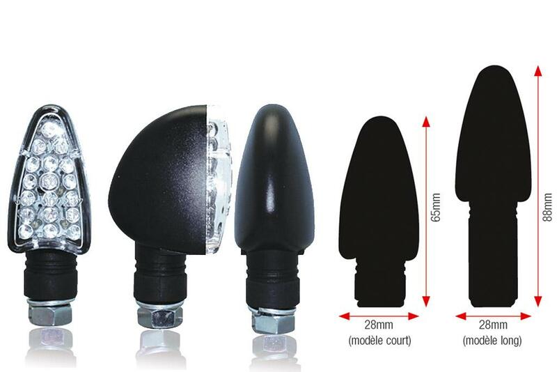 BIHR Triangle LED Indicators Long Black Universal BIHR 01-070LBK