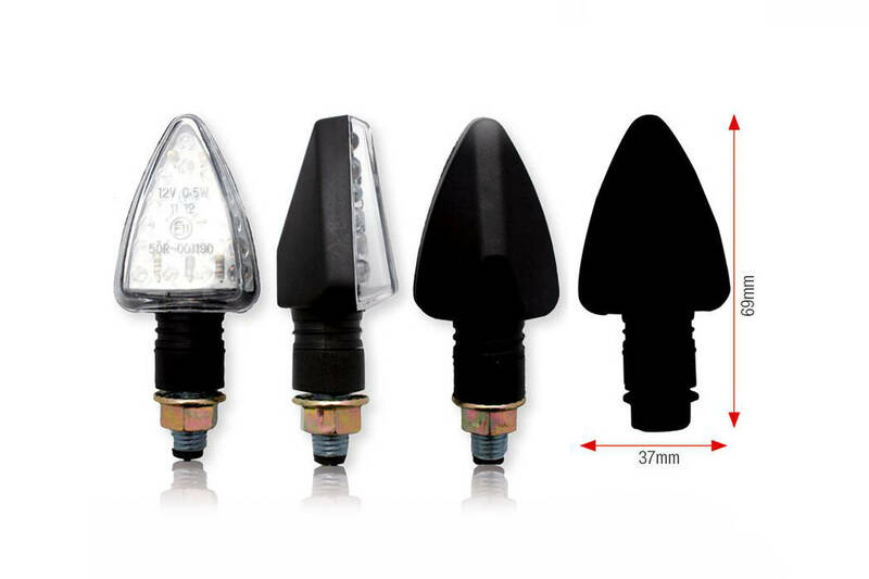 BIHR Tri LED Indicators Short Black Universal BIHR 007-1