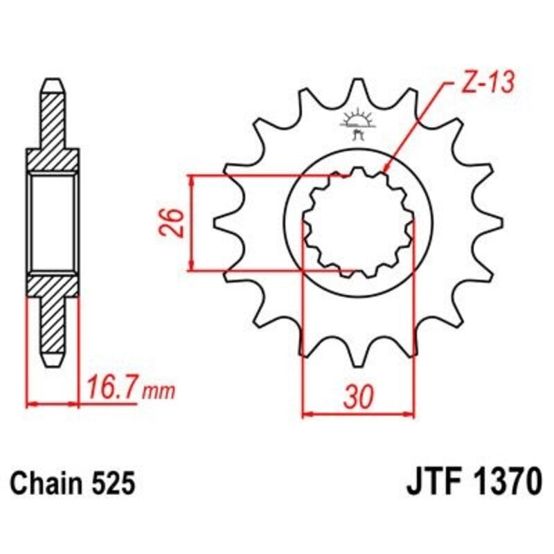 Piñón con goma anti-ruido JT SPROCKETS acero 1370 - 525 JT SPROCKETS JTF1370.15RB