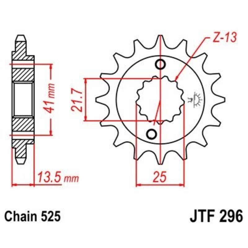 Piñón con goma anti-ruido JT SPROCKETS acero 296 - 525 JT SPROCKETS JTF296.16RB