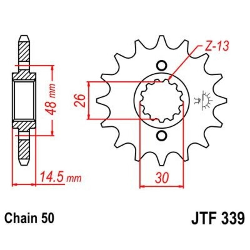 Piñón con goma anti-ruido JT SPROCKETS acero 339 - 530 JT SPROCKETS JTF339.17RB