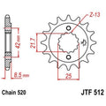 Piñón con goma anti-ruido JT SPROCKETS acero 512 - 520 JT SPROCKETS JTF512.16RB