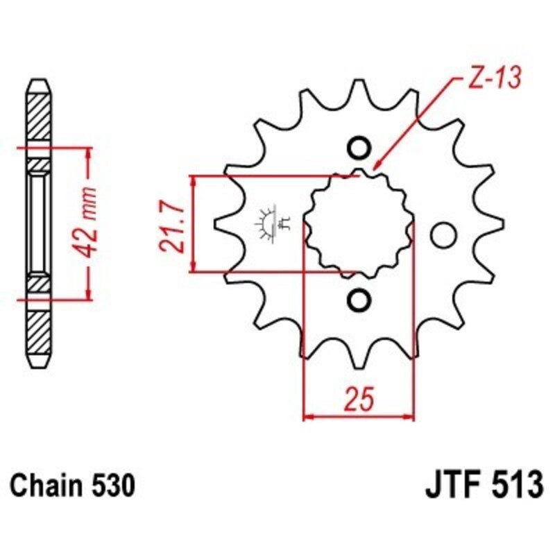 Piñón con goma anti-ruido JT SPROCKETS acero 513 - 530 JT SPROCKETS JTF513.18RB