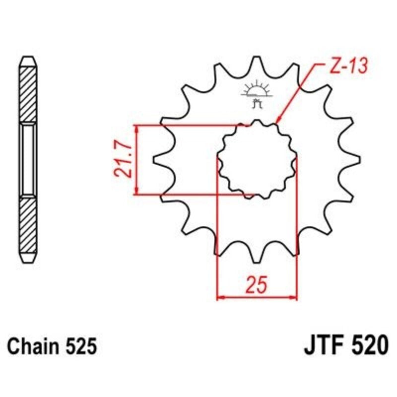 Piñón con goma anti-ruido JT SPROCKETS acero 520 - 525 JT SPROCKETS JTF520.15RB