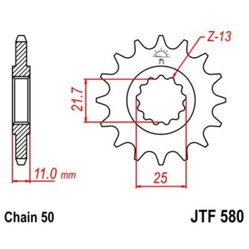 Piñón con goma anti-ruido JT SPROCKETS acero 580 - 530 JT SPROCKETS JTF580.16RB
