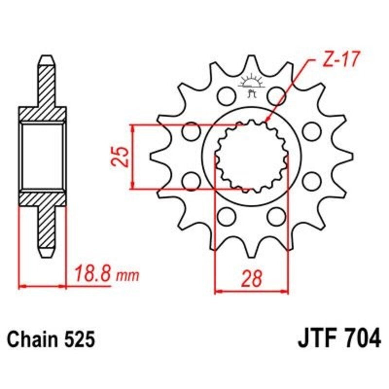 Piñón con goma anti-ruido JT SPROCKETS acero 704 - 525 JT SPROCKETS JTF704.16RB