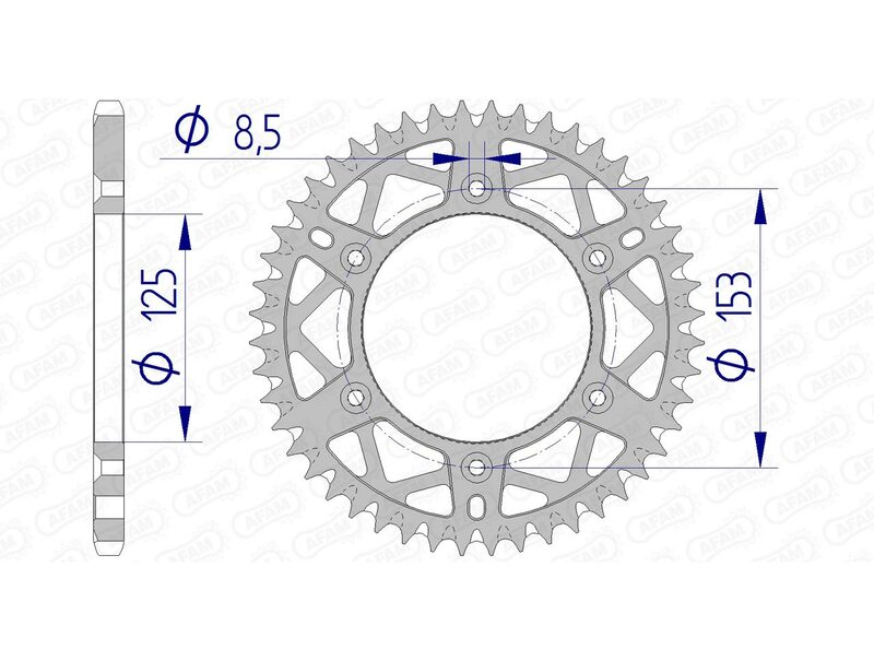 Corona AFAM aluminio ultraligera 11212 - Paso 520 AFAM 11212+53