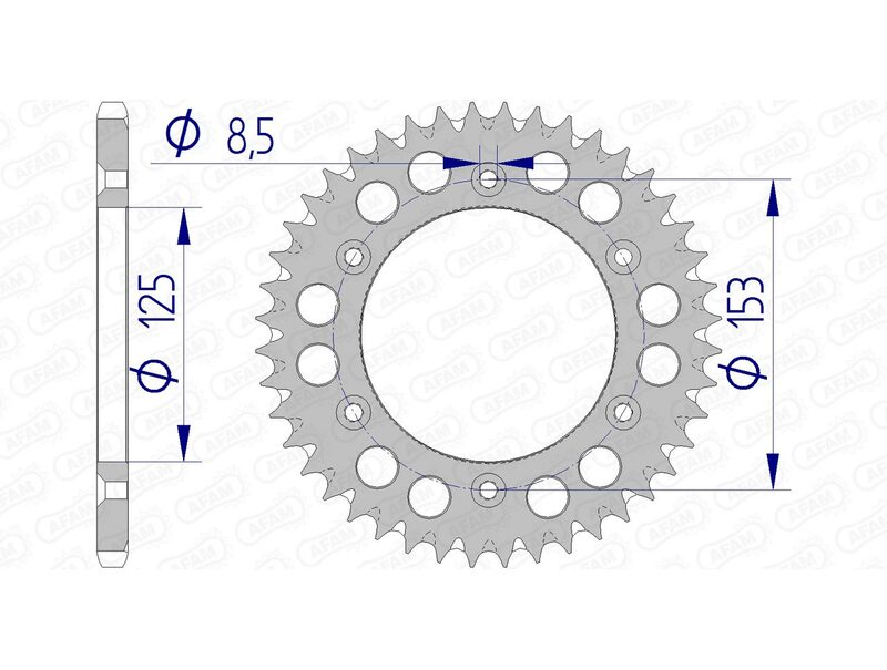 Corona AFAM aluminio ultraligera 11212 - Paso 520 AFAM 11212+45