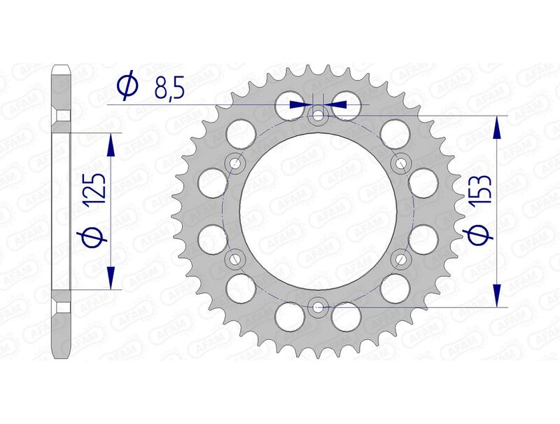 Corona AFAM aluminio ultraligera 11212 - Paso 520 AFAM 11212N-46
