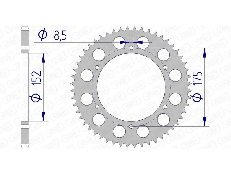 Corona AFAM aluminio ultraligera anodizada 13301 - Paso 520 AFAM 13301-52