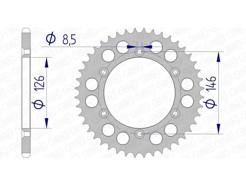Corona AFAM aluminio 15203 - Paso 520 AFAM 15203N-45