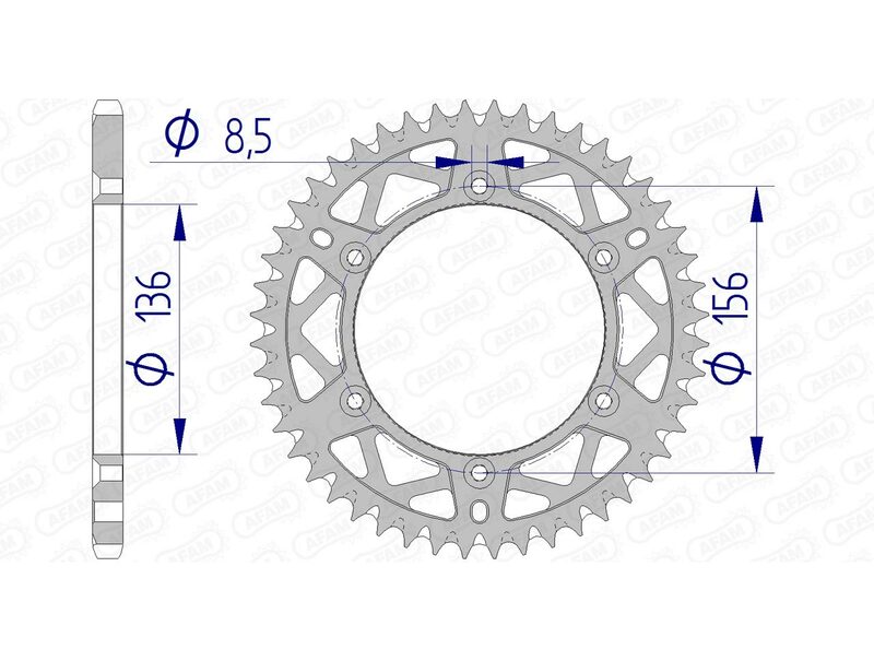 Corona AFAM aluminio ultraligera autolimpiable 15206 - Paso 520 AFAM 15206+49