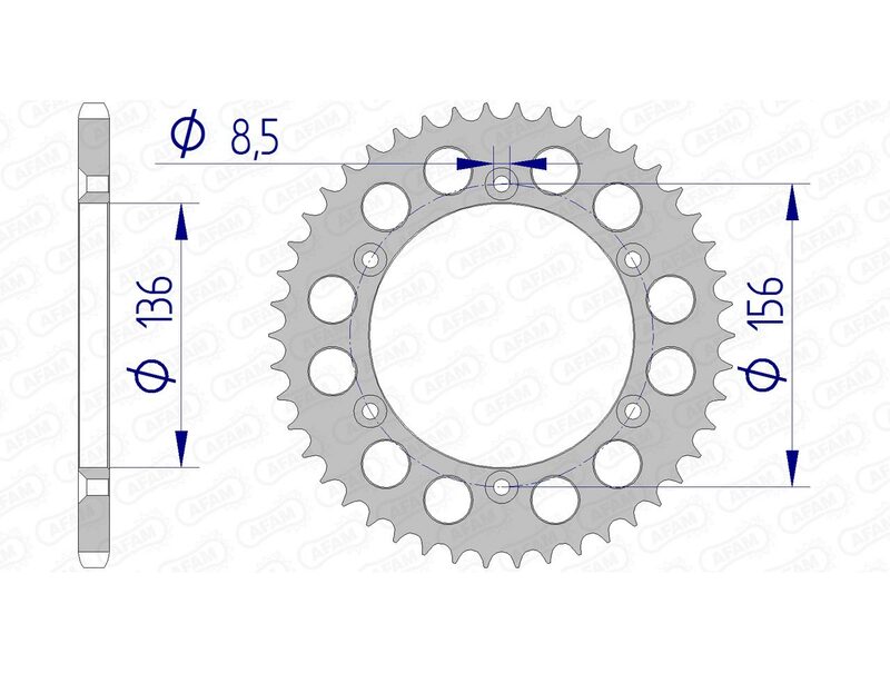 Corona AFAM aluminio 15206 - Paso 520 AFAM 15206N-44
