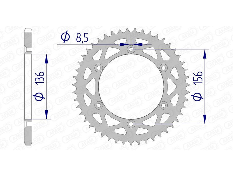 Corona AFAM aluminio 15206 - Paso 520 AFAM 15206N-49