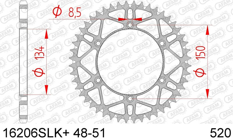 Corona AFAM acero autolimpiable 16206 - Paso 520 AFAM 16206SLK+49